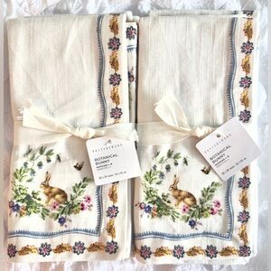 Pottery Barn Set of 8 Botanical Bunny 100% Cotton 20”sq Napkins NWT Retail $112